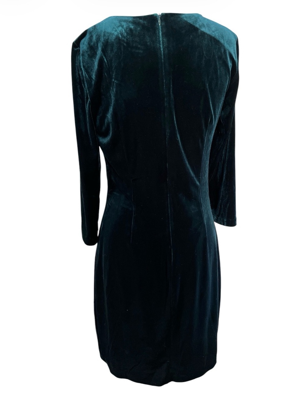 Vince Camuto Teal Velvet Long Sleeve Sheath Dress Size 10 Elegant Party Holiday - Picture 4 of 12